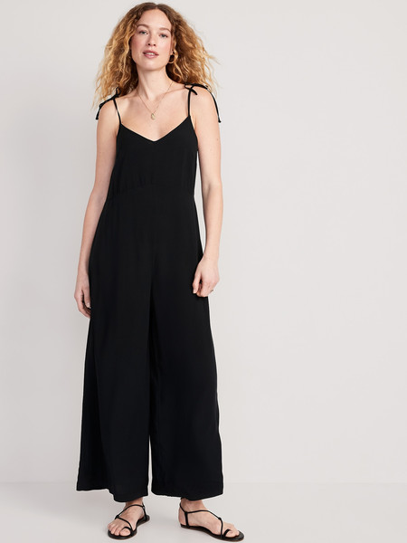 Loose Cropped Tie-Shoulder V-Neck Cami Jumpsuit for Women | Old Navy (CA)