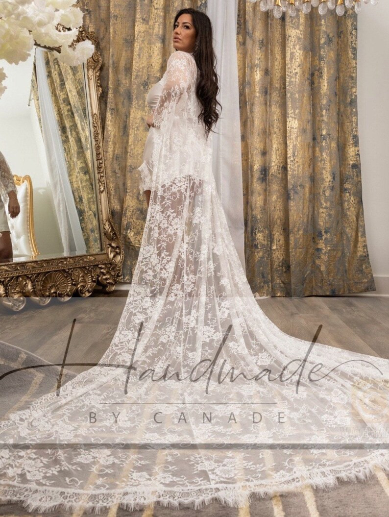 Lace Wedding Robe-bridal Robe-long Lace Robe With Train-bride Robe-bridesmaid Robe-boudoir Robe-r... | Etsy (US)