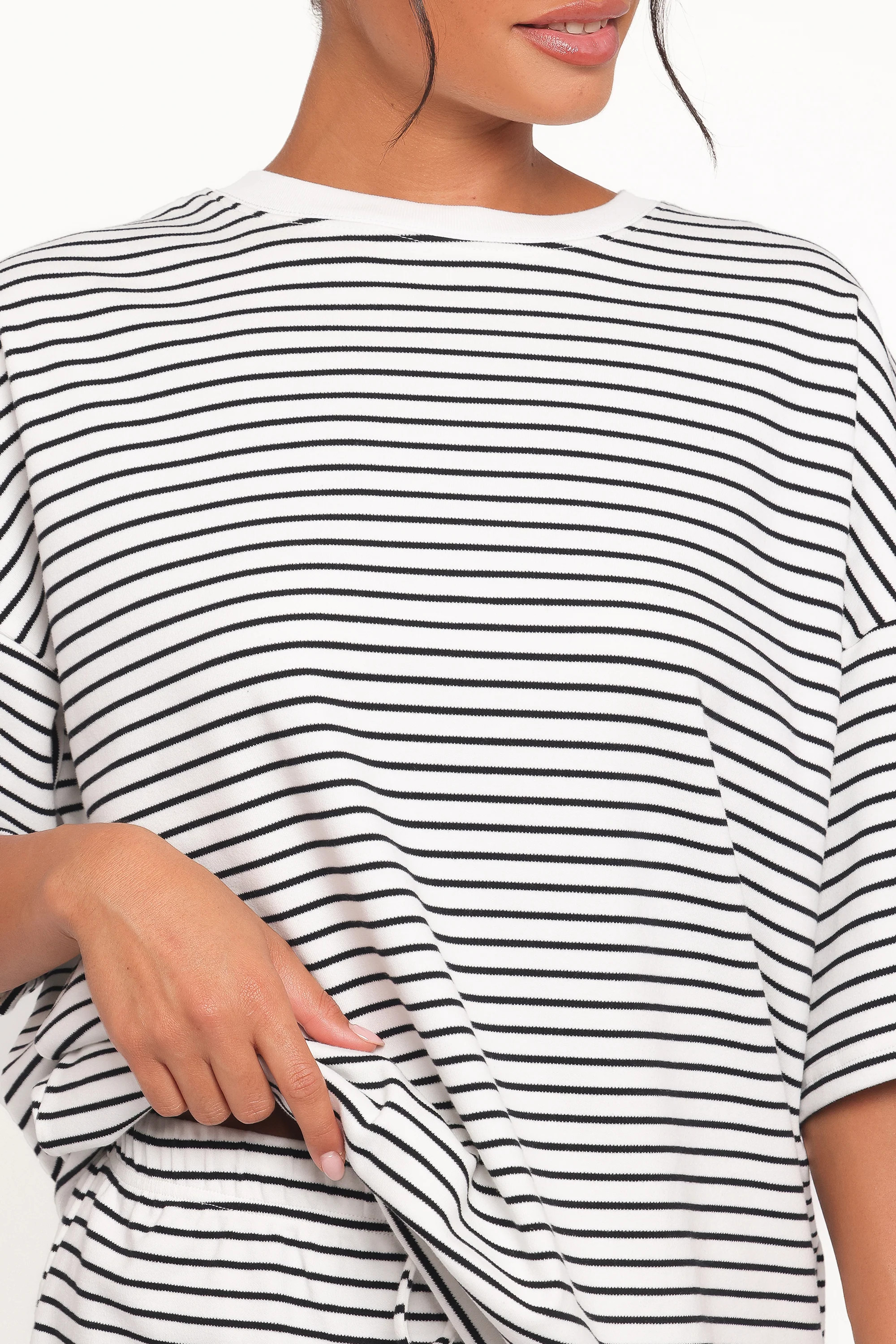 Hellen Stripe Short Set - White Black Stripe | Petal & Pup (US)