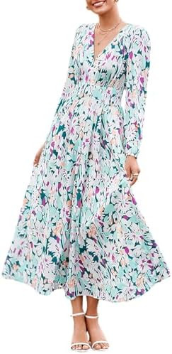 Sissyaki Womens Long Sleeve Summer Maxi Dress 2026 Floral Dress Spring Wedding Guest Dress | Amazon (US)