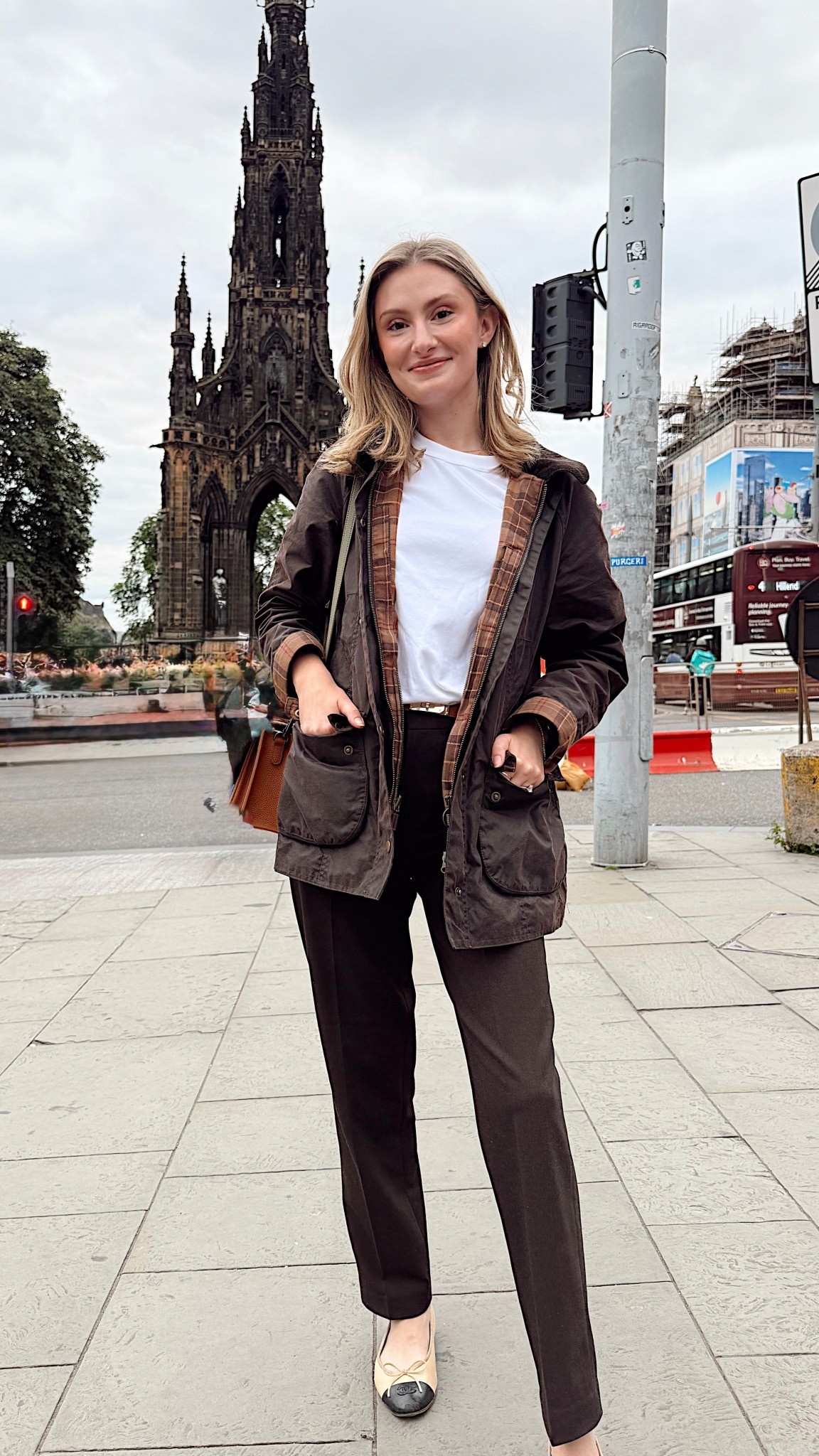 The most comfortable trousers for the windy rainy weather! They are pretty water resistant too! I spilled a bunch of water on these pants and it didn’t soak through, I was able to just brush the water off.
These brown Uniqlo smart trousers are such a great basic to have in your closet along with this 100% cotton tee, some ballet flats and this Barbour rain wax jacket 
The perfect outfit for upcoming fall weather 

#LTKShoeCrush #LTKStyleTip #LTKFindsUnder100