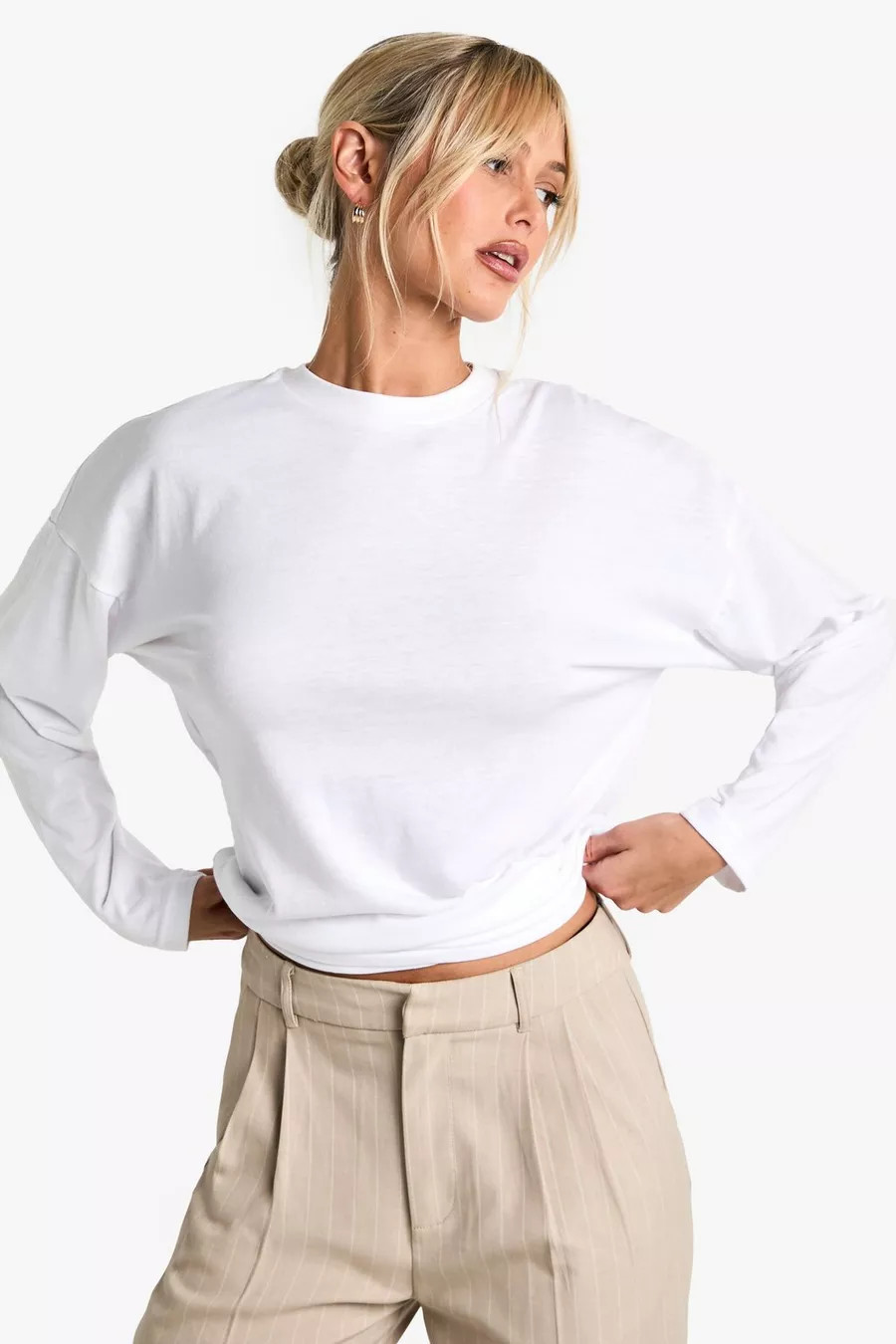 Boohoo basics oversized long sleeve t-shirt | Boohoo.com (UK & IE)