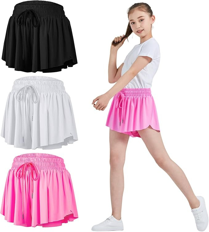 Flowy Athletic Shorts for Teen Girls Gym Yoga Workout Running Butterfly Skirts Cute Preppy Trendy... | Amazon (US)