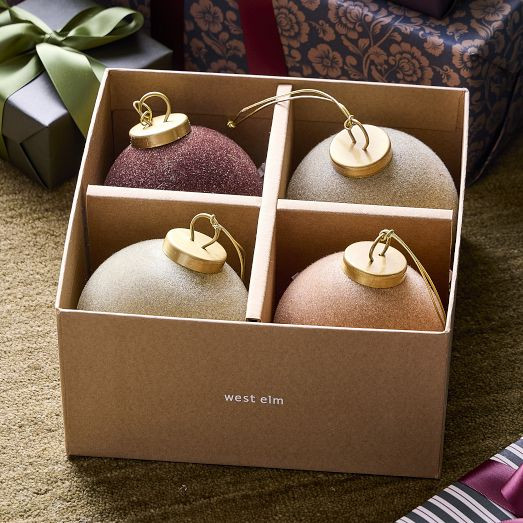 Flocked Ball Ornaments (Set of 25) - Cool Tones | West Elm (US)