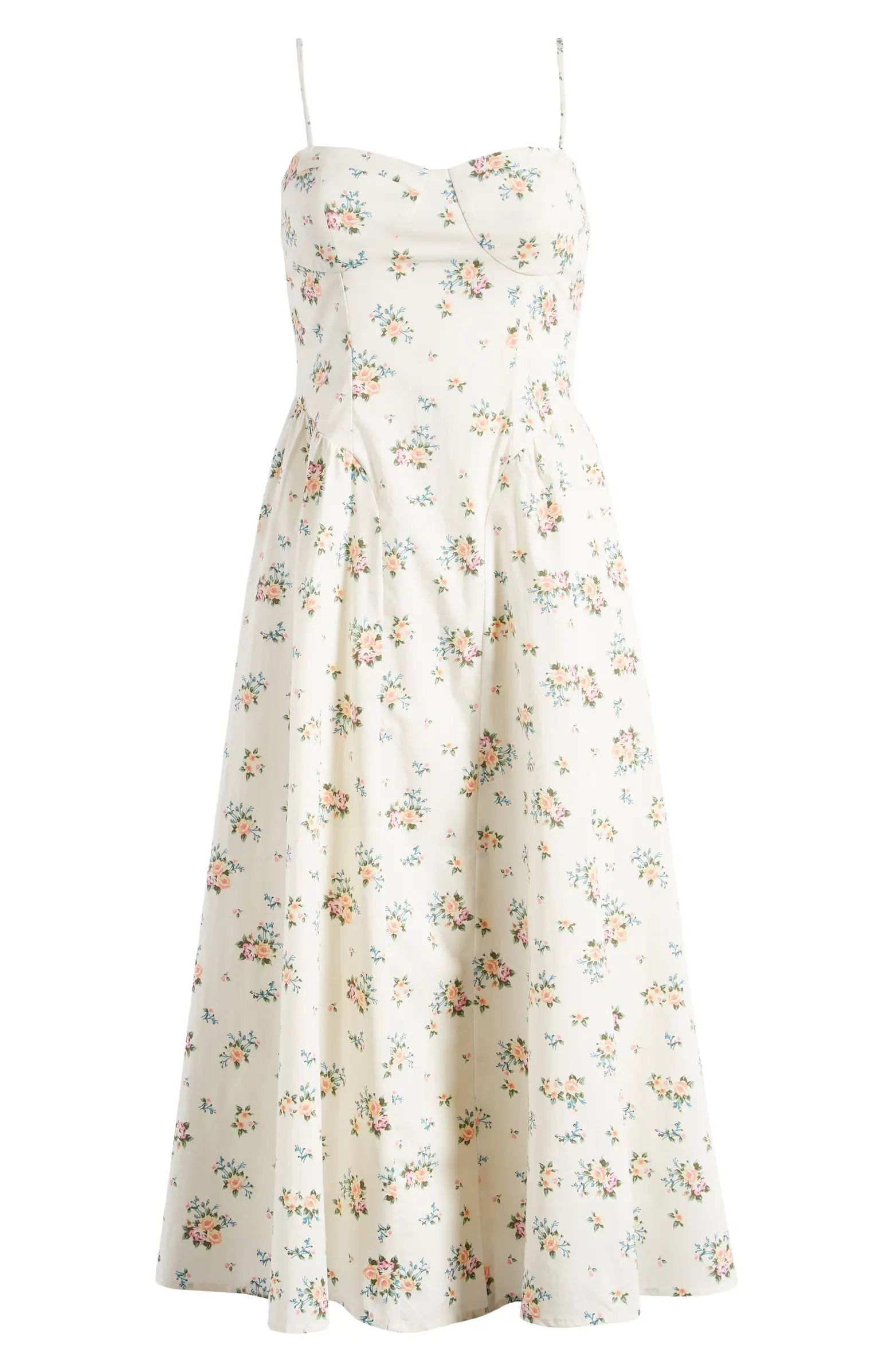 Charles Henry Floral Print Bustier Sleeveless Maxi Dress | Nordstrom | Nordstrom