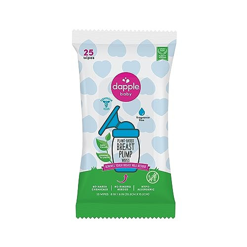 Breast Pump Wipes by Dapple Baby, Hypoallergenic & Powered by Plants, Removes Milk Residue, Leaves No Taste, Convenient Wipes Pouch, Fragrance Free, 25 Count (Pack of 1) | Amazon (US)