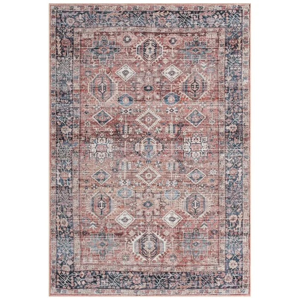 Everwash Callaghan Eve Southwestern Geometric Machine Washable Area Rug 5'2"x7'2", Red - Walmart.... | Walmart (US)