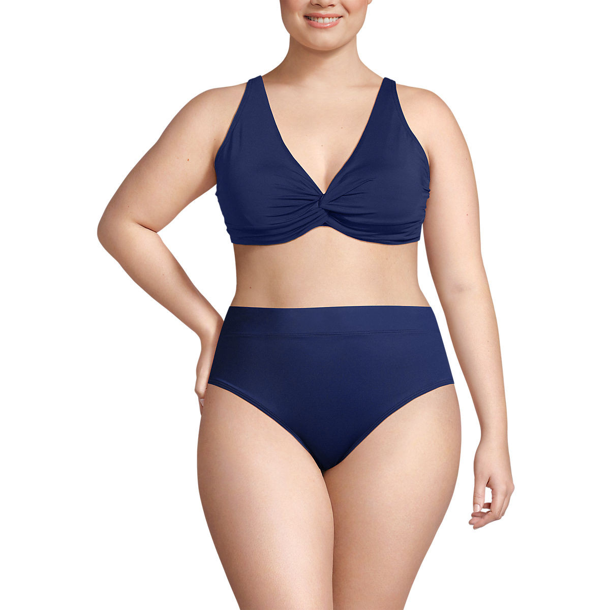 Women's DD-Cup Twist Front Underwire Bikini Swimsuit Top | Lands' End (US)