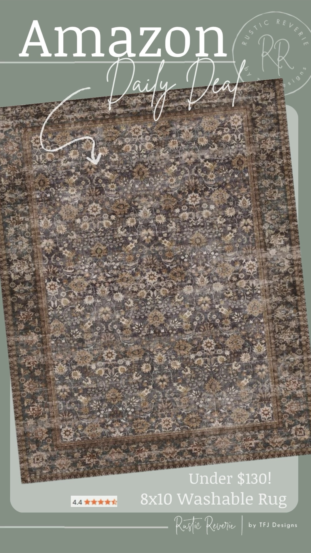 This DAILY DEAL on Amazon caught my eye today! A gorgeous neutral and WASHABLE area rug in multiple size, but the 8x10 size is UNDER $130 with Prime Shipping! 😍 I’m linking a few more daily deals that also caught my eye. 

neutral home decor curated cozy warm brown taupe color of the year classic floral vintage style living room bedroom amazon creator favorites affordable design kn a budget conair steamer rubbermaid storage containers 

#LTKOver40 #LTKSaleAlert #LTKHome