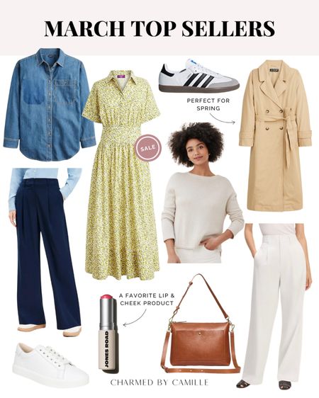 March Top Sellers! 

J.Crew Relaxed Chambray Shirt
J.Crew Floral Midi Dress
Adidas Sambas
J.Crew Trench Coat
LOFT Trousers
Jenni Kayne Sweater
Everlane Trousers
Jones Road Lip and Cheek Stick 
Madewell Shoulder Crossbody Bag
Sam Edelman White Sneakers

Spring Outfits, Spring Outfit Ideas

#LTKshoecrush #LTKSeasonal #LTKstyletip