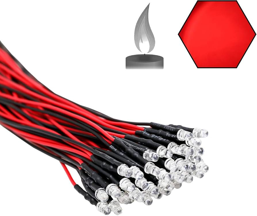 30pcs 12 Volt 3mm Red Flicker LED Lights Emitting Diodes (Candle Flickering Lights) Pre Wired 7.9... | Amazon (US)