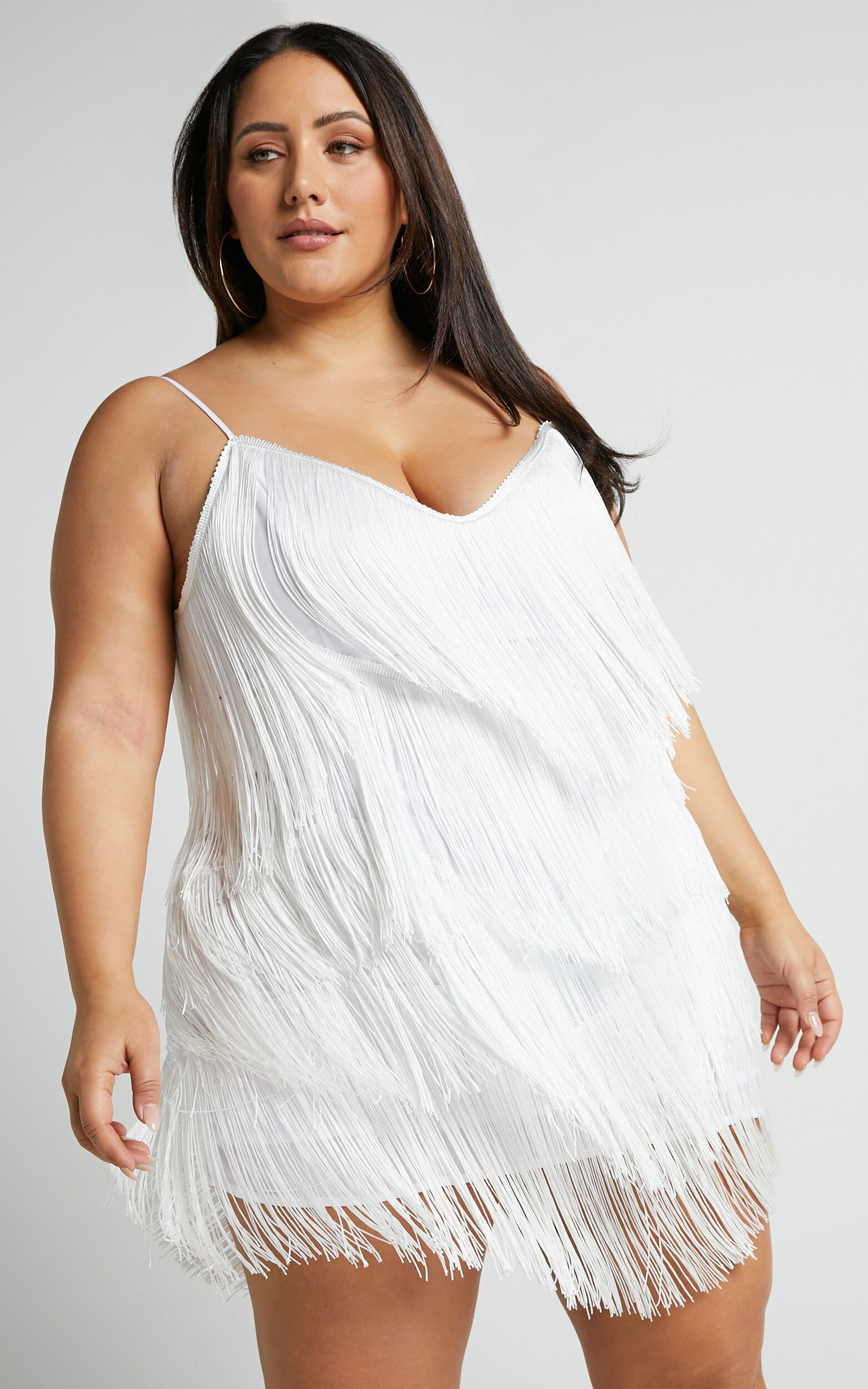 Siofra Mini Dress - Zig Zag Fringe Dress in White | Showpo (ANZ)