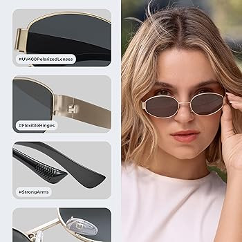 livho Retro Polarized Sunglasses - UV400 Protection, Oval Shape, Metal Frames - Matching Soft Cas... | Amazon (US)
