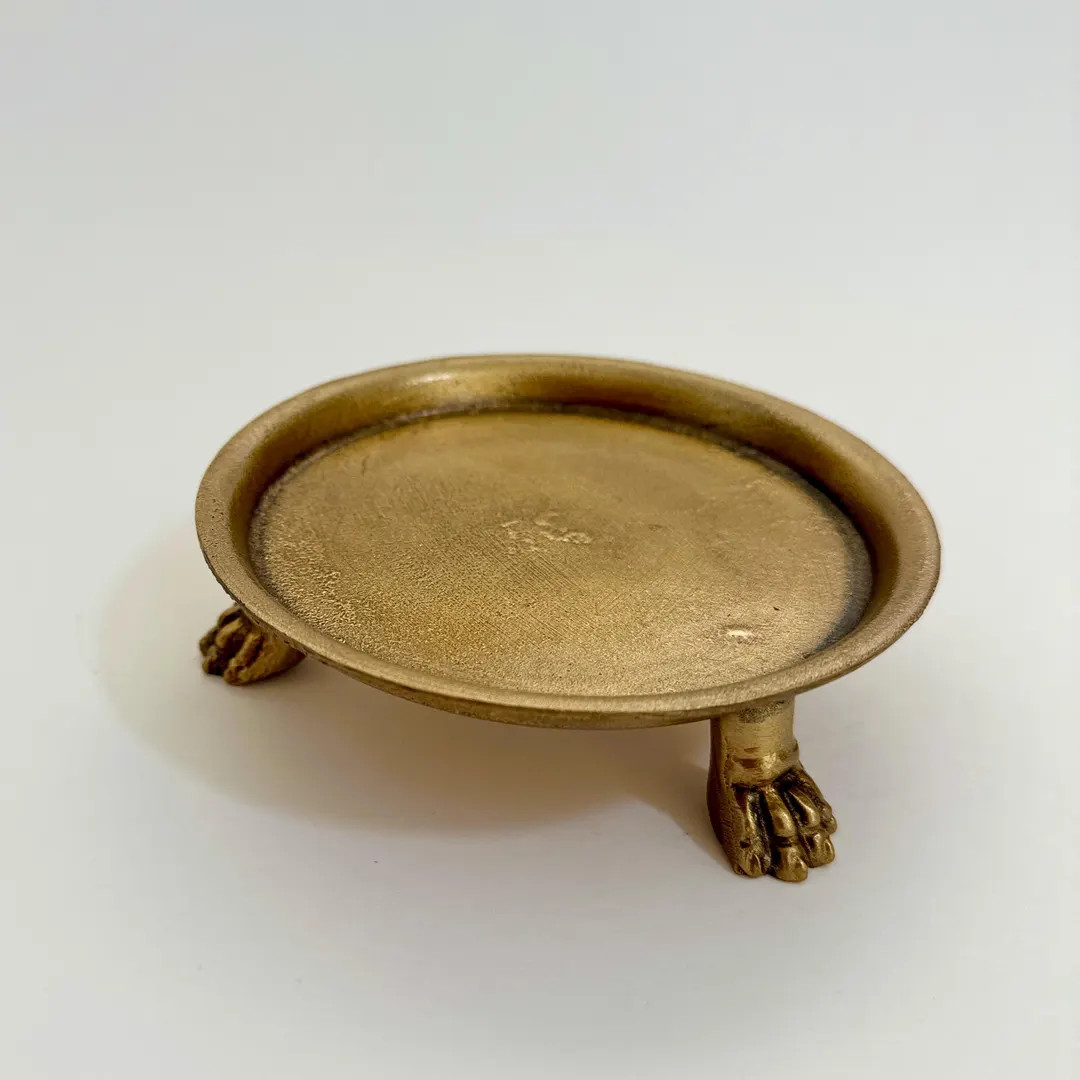 Solid Brass Clawfoot Pedestal Dish: Candle, Jewelry, Candle and Trinket Holder, 4.5 Inch Diameter | Etsy (US)
