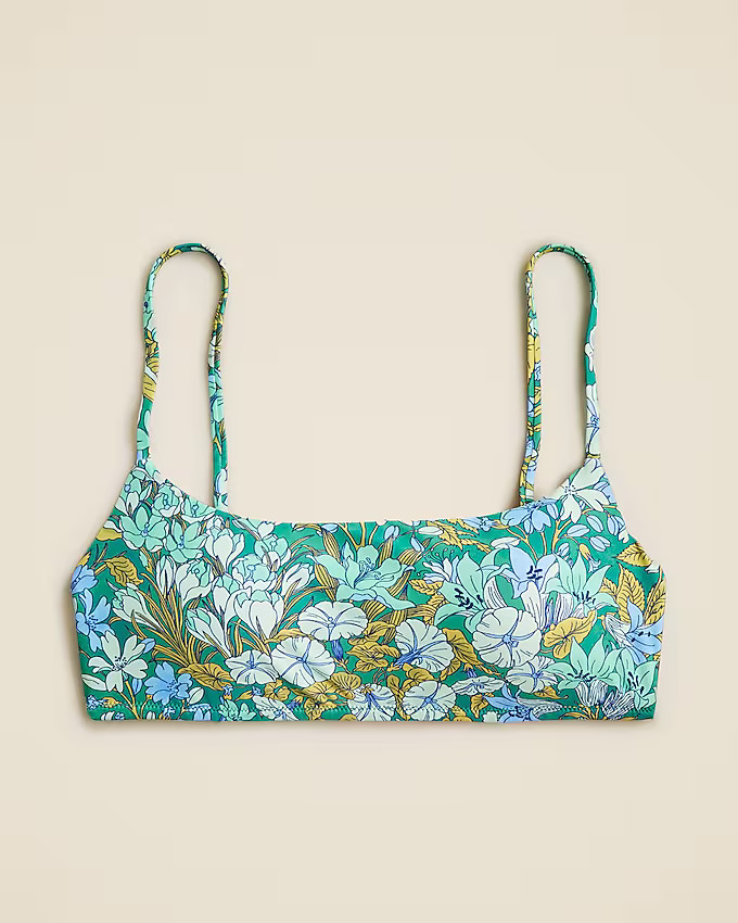 Scoopneck bikini top in aqua blooms | J. Crew US