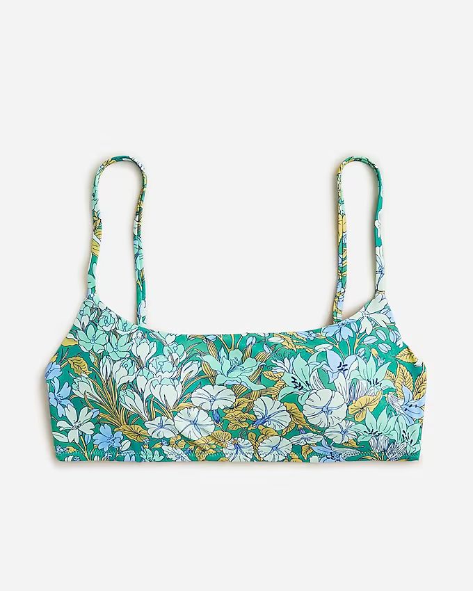 Scoopneck bikini top in aqua blooms | J.Crew US