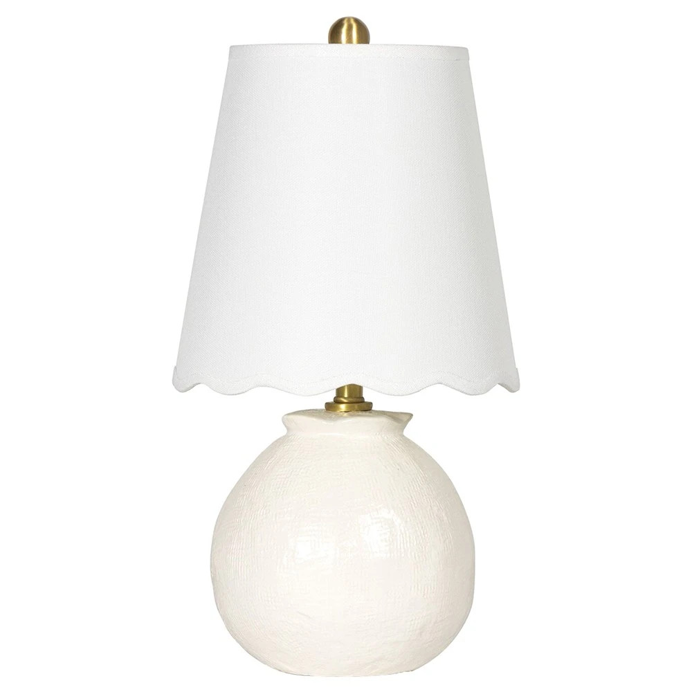 Amoria French Country White Linen Shade Ceramic Mini Table Lamp | Kathy Kuo Home