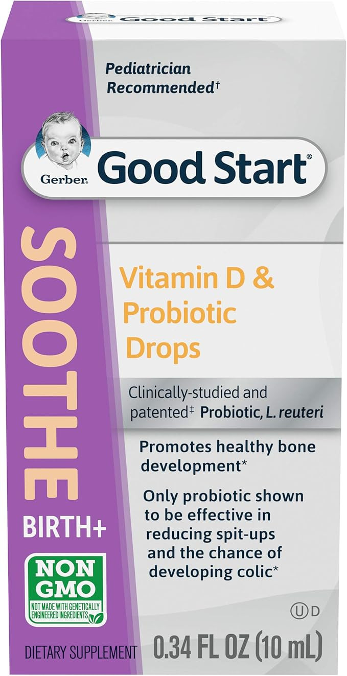 Gerber Soothe Baby Probiotic Drops with 100% Daily Vitamin D for Newborns, Infants, Babies & Todd... | Amazon (US)