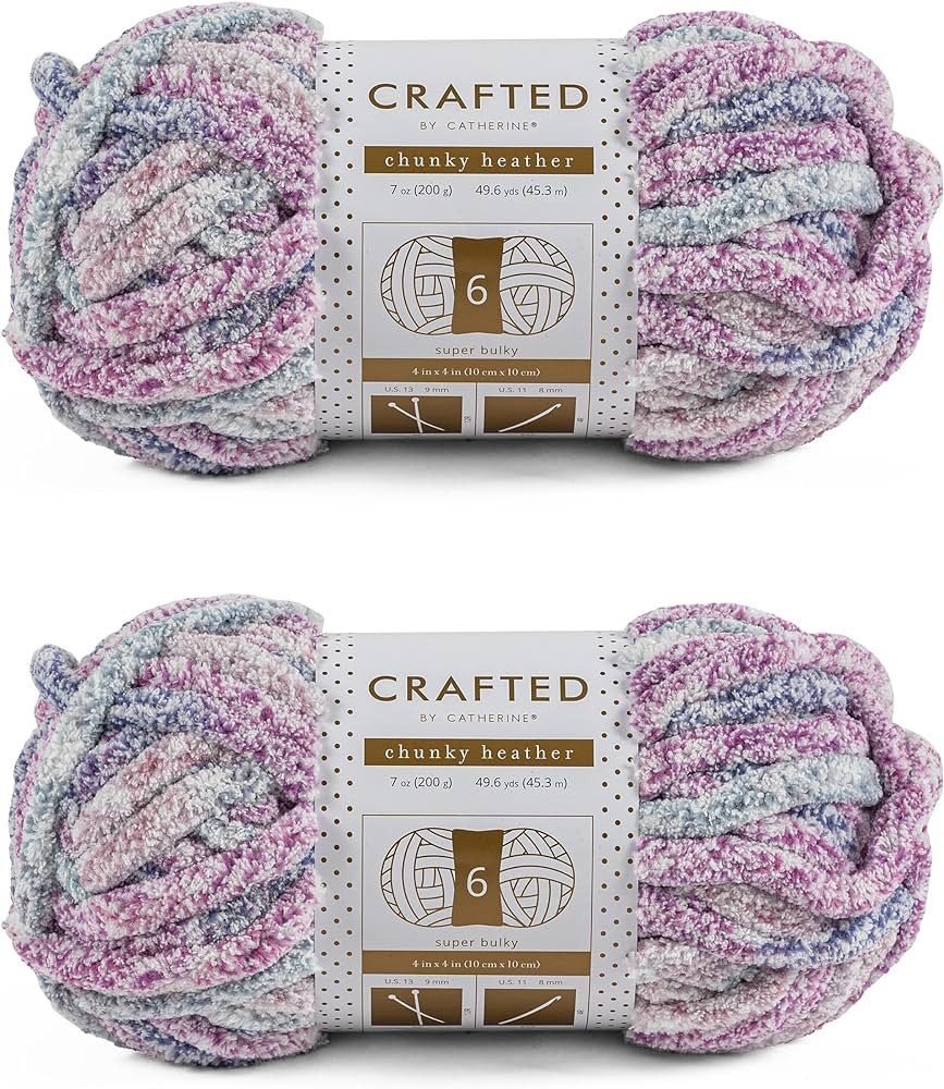 Crafted By Catherine Chunky Heather Multi Yarn - 2 Pack, Purple Multi, Gauge 6 Super Bulky | Amazon (US)