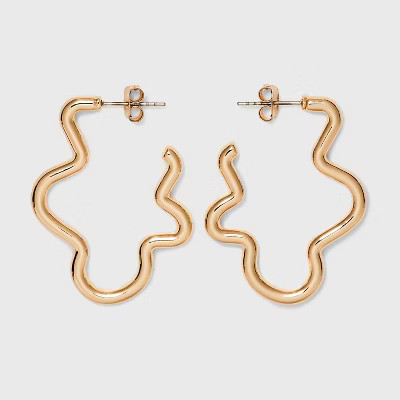 Tubular Squiggle Hoop Earrings - Universal Thread™ Gold | Target