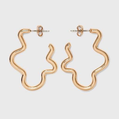 Tubular Squiggle Hoop Earrings - Universal Thread™ Gold | Target