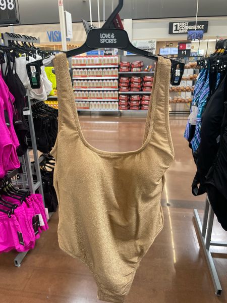 Metallic One-Piece Tank Swimsuit. Very shimmery and it could also double as a bodysuit. #metallics #swimwear #onepiecesuit

#LTKstyletip #LTKfindsunder50 #LTKmidsize