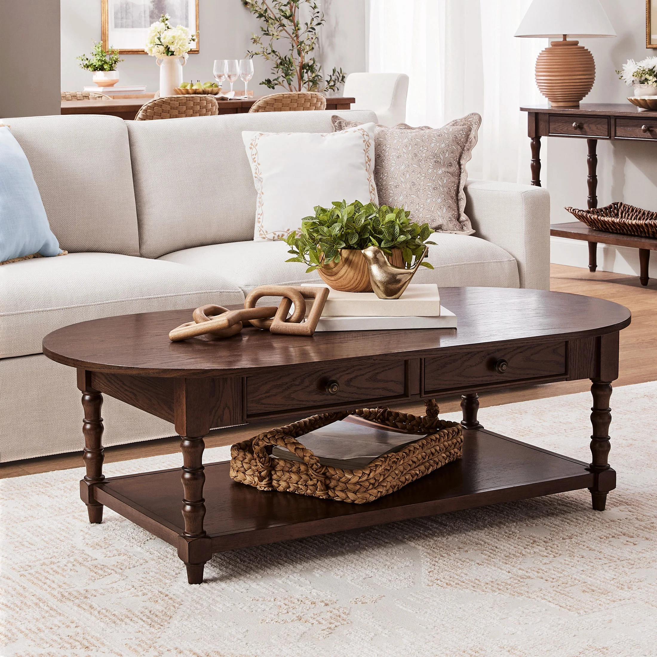 My Texas House Oval Coffee Table, Warm Brown | Walmart (US)