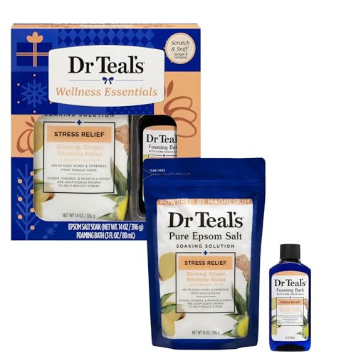 Dr Teal's Holiday Limited Edition Bath Gift Set | Epsom Salt Soak and Foaming Liquid, 14 oz Salt, 3 fl oz Bath (Citrus) | Amazon (US)