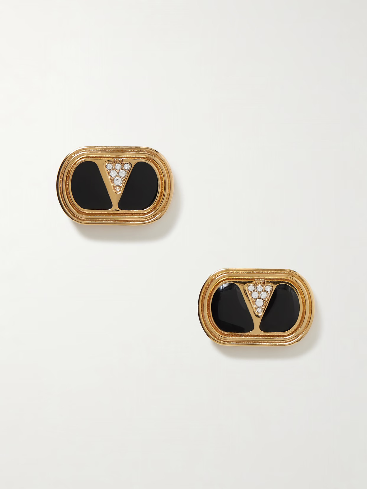 Valentino Garavani - Gold-tone, Enamel And Crystal Earrings - One size | NET-A-PORTER (US)