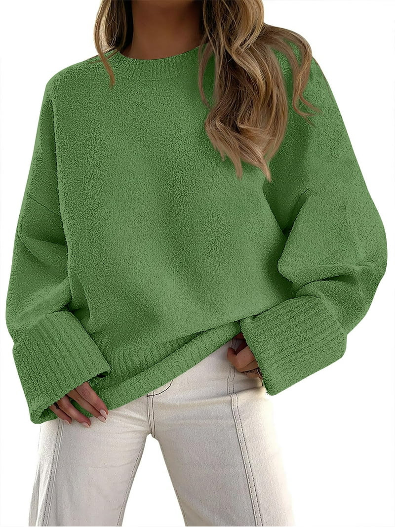 Fantaslook Sweaters for Women Oversized Crewneck Long Sleeve Chunky Knit Pullover Sweaters Tops T... | Walmart (US)