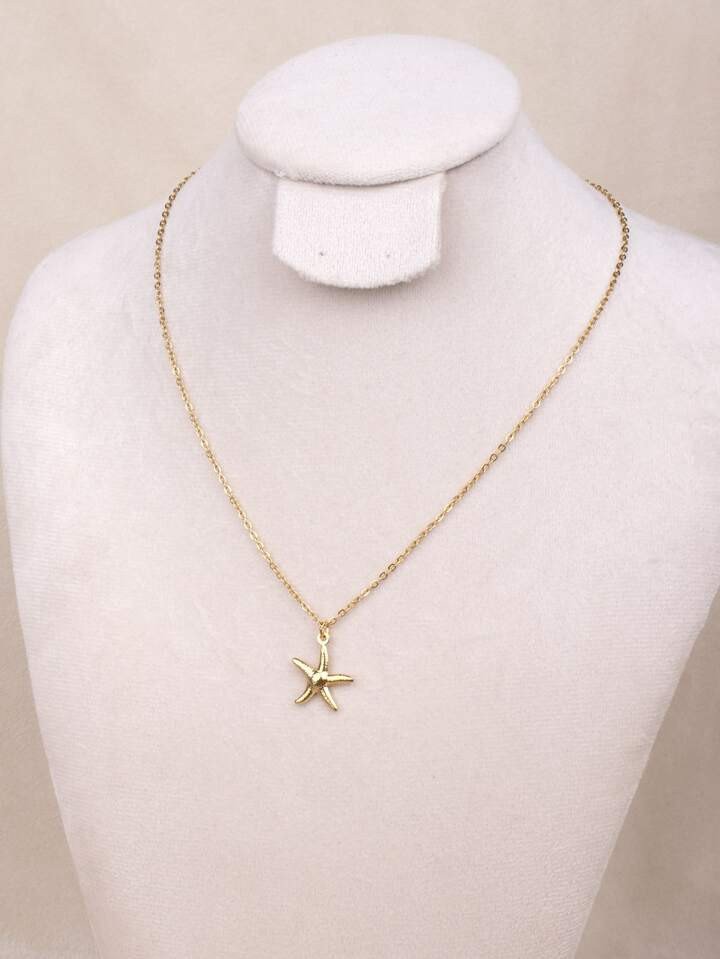 1pc Fashionable Stainless Steel Starfish Charm Necklace For Women For Daily Decoration | SHEIN