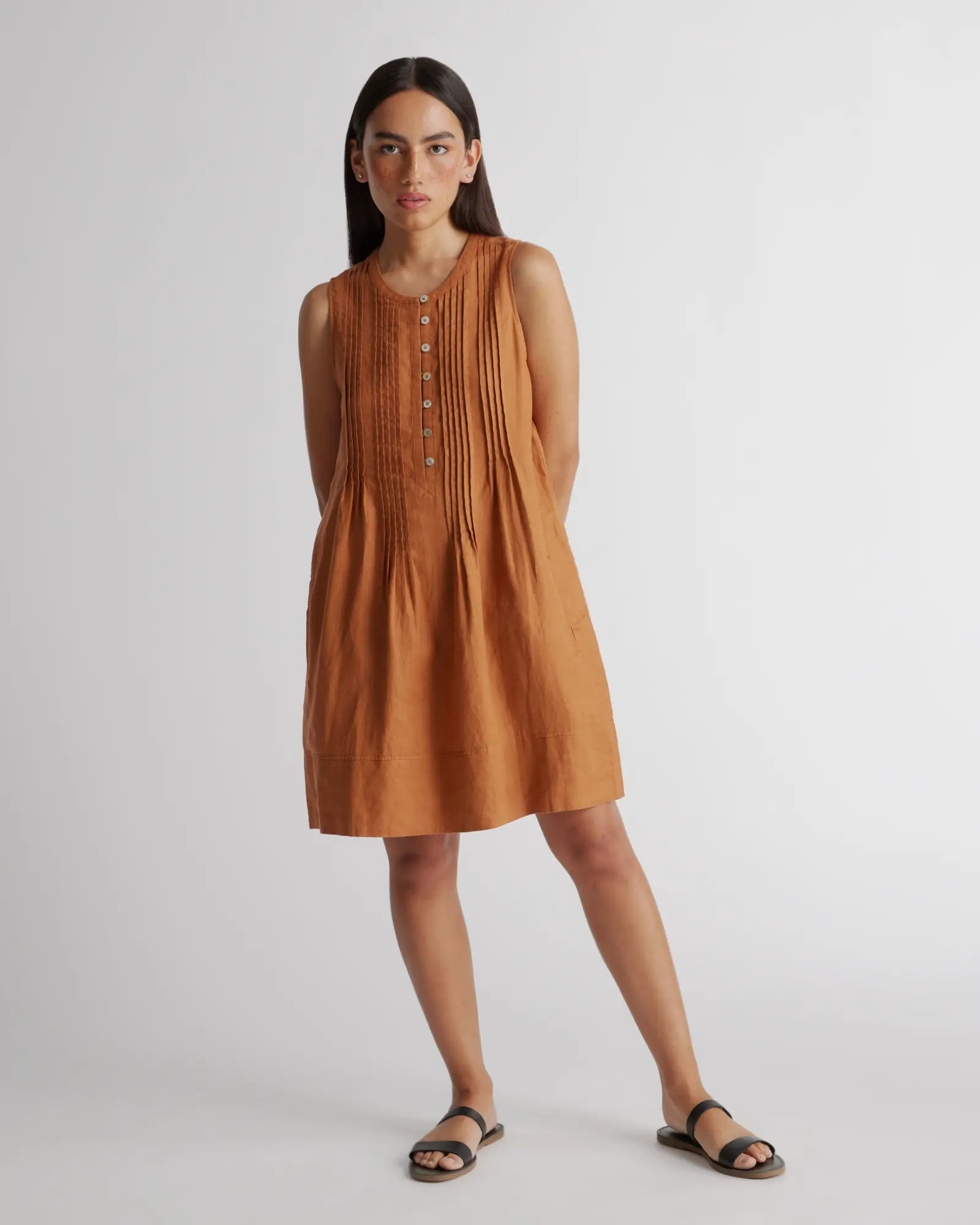 100% European Linen Sleeveless Swing Dress | Quince