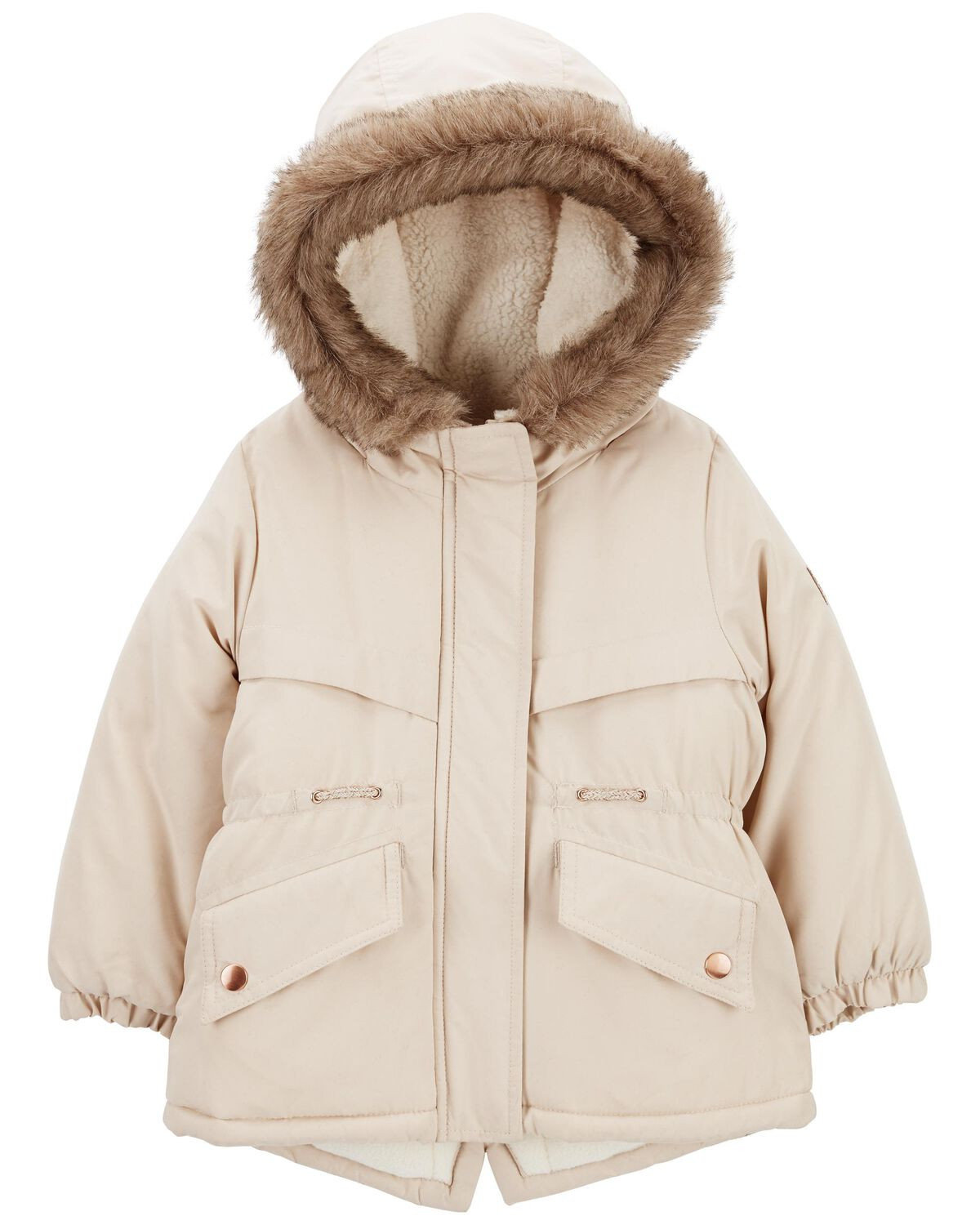 Khaki Toddler Faux Fur Midweight Parka | carters.com | Carter's