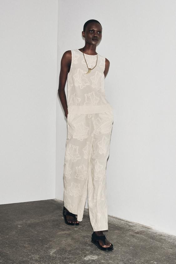 EMBROIDERED PAJAMA PANTS ZW COLLECTION | Zara US