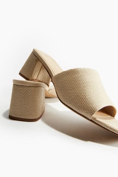 Block-heeled Mules - Light beige - Ladies | H&M US | H&M (US + CA)