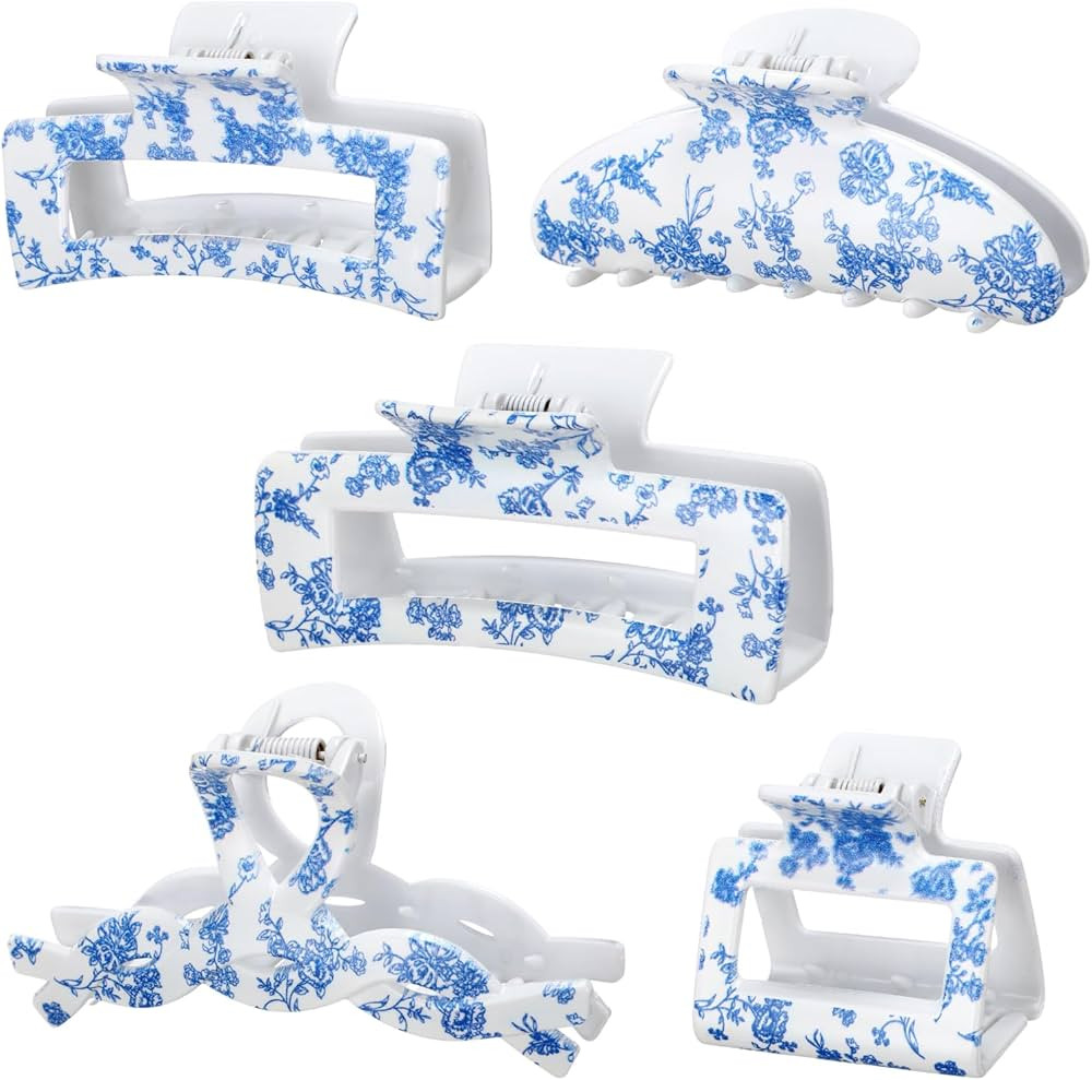 Zeyune 5 Pcs Blue Floral Hair Clips Large Something Before I Do Party Favors Blue Aesthetic Assor... | Amazon (US)