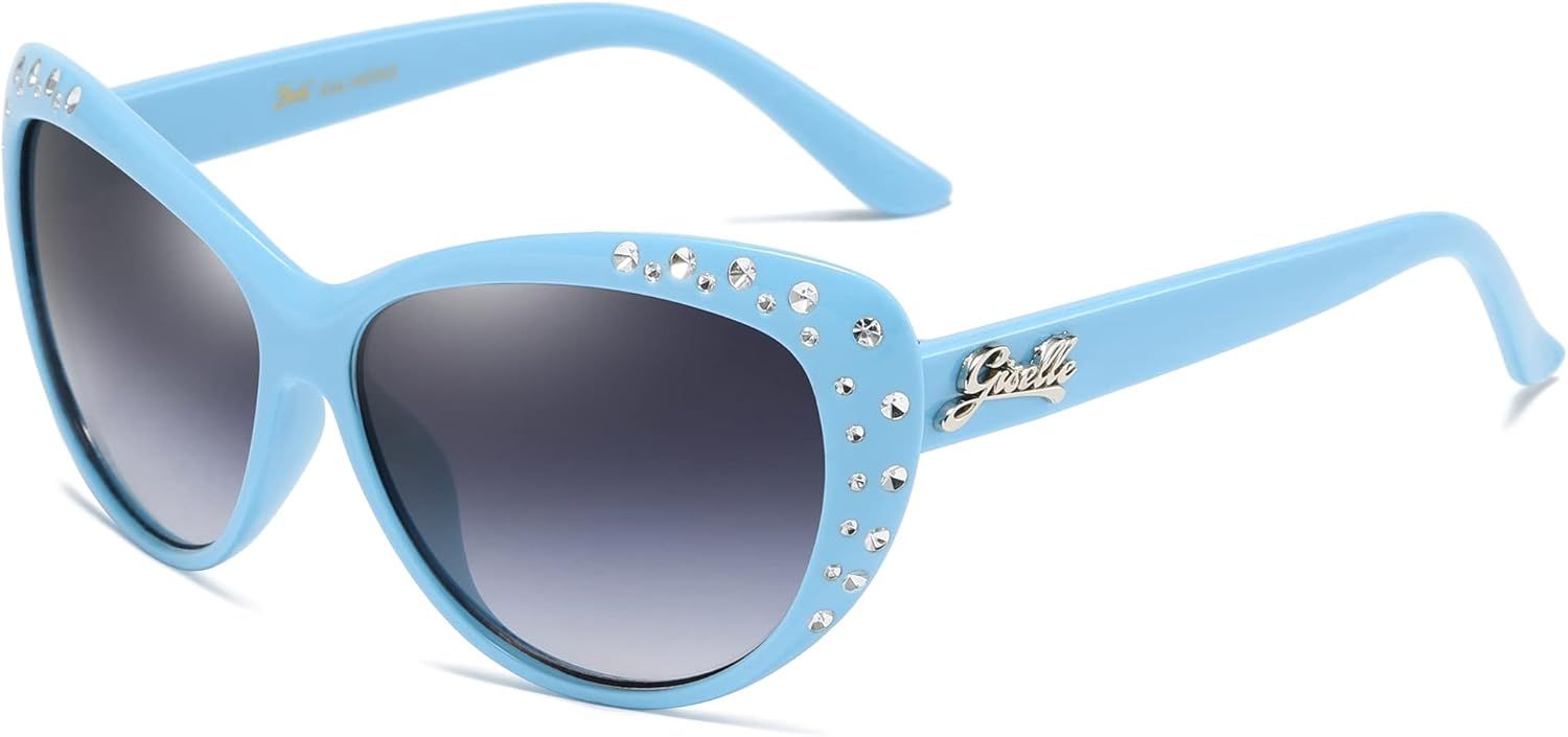 Giselle Cute Kids Retro Cat Eye Rhinestone Sunglasses for Teen Girls and Children Age 6-14 | Amazon (US)