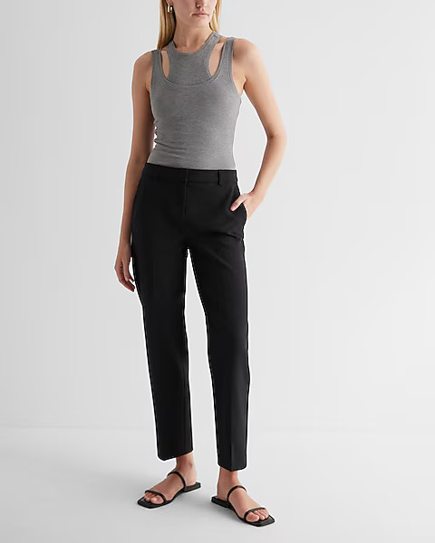 Editor Studio Stretch Twill Mid Rise Straight Ankle Pant | Express