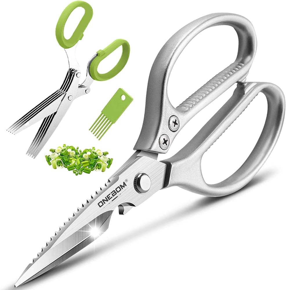 ONEBOM Kitchen Shears 2 Pack,Multi-Function Kitchen Scissors Heavy Duty Sharp 304 Stainless Steel... | Amazon (US)