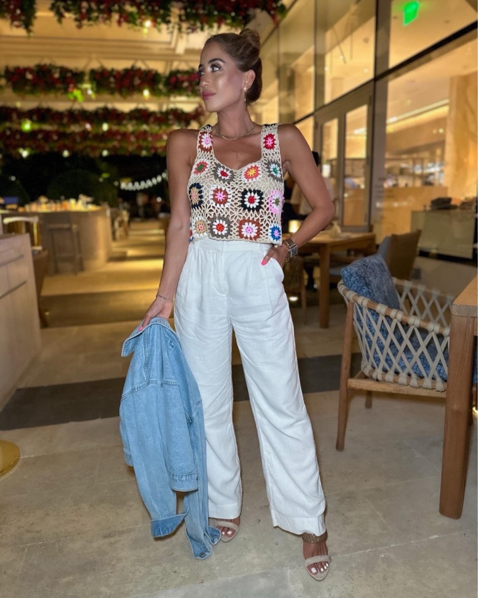 Crochet top Amazon finds white linen pants cropped denim jacket xxs on sale vacation outfit 

#LTKsalealert #LTKfindsunder100