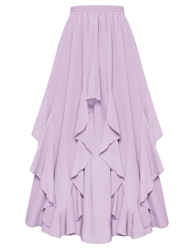 Scarlet Darkness Women Renaissance Long Maxi Skirt Double Layered Ruffled Irregular Chiffon Skirt... | Amazon (US)