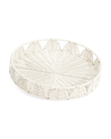 15x2 Medium Round Resin Scalloped Tray | TJ Maxx
