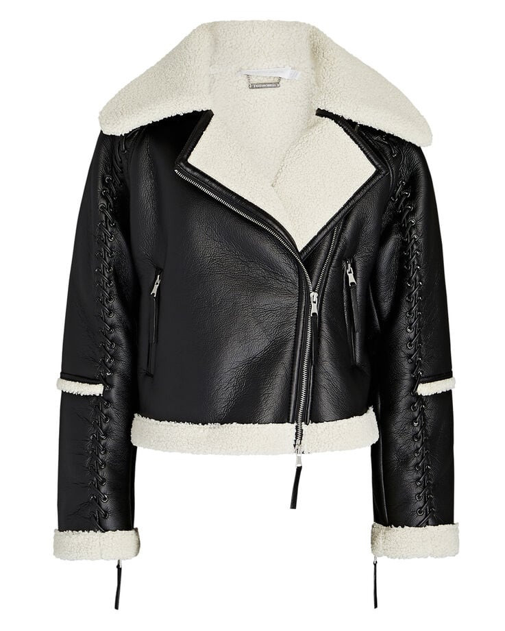 Corinne Faux Shearling Cropped Moto Jacket | INTERMIX