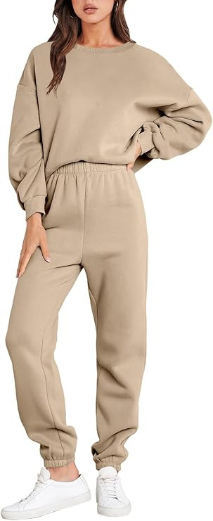 ANRABESS Women's Two Piece Outfits Long Sleeve Crewneck Sweatsuit with Jogger Pants Lounge Sets w... | Amazon (US)