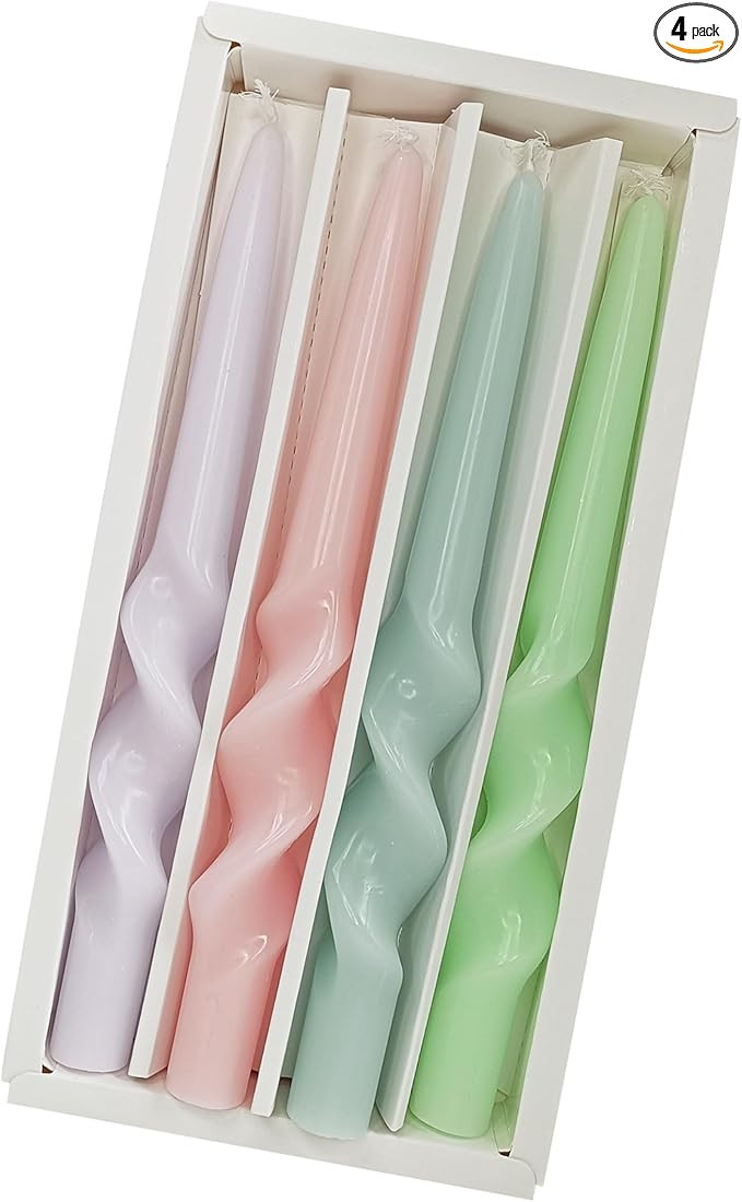 Twisted Candlestick Spiral Taper Candles Smokeless Candle Stick Unscented Wax Candles Candy Color... | Amazon (US)