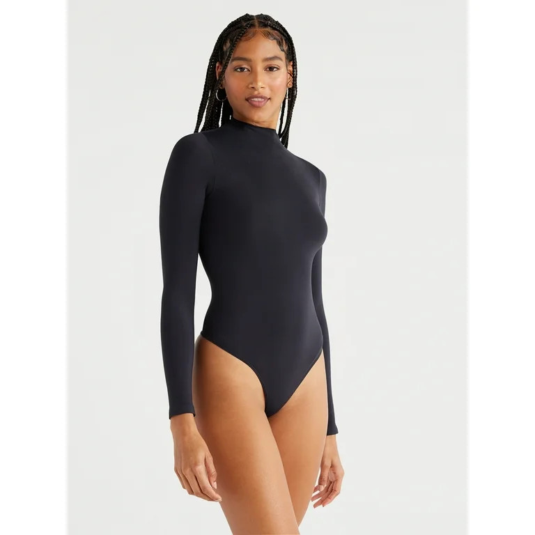 Scoop Women's Seamless Mock Neck Bodysuit with Long Sleeves, Sizes XS-XXL - Walmart.com | Walmart (US)