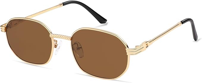 Retro Oval Sunglasses for Women Y2k 90s Sunnies Trendy Narrow Small Metal Sun Glasses AP3726 | Amazon (US)