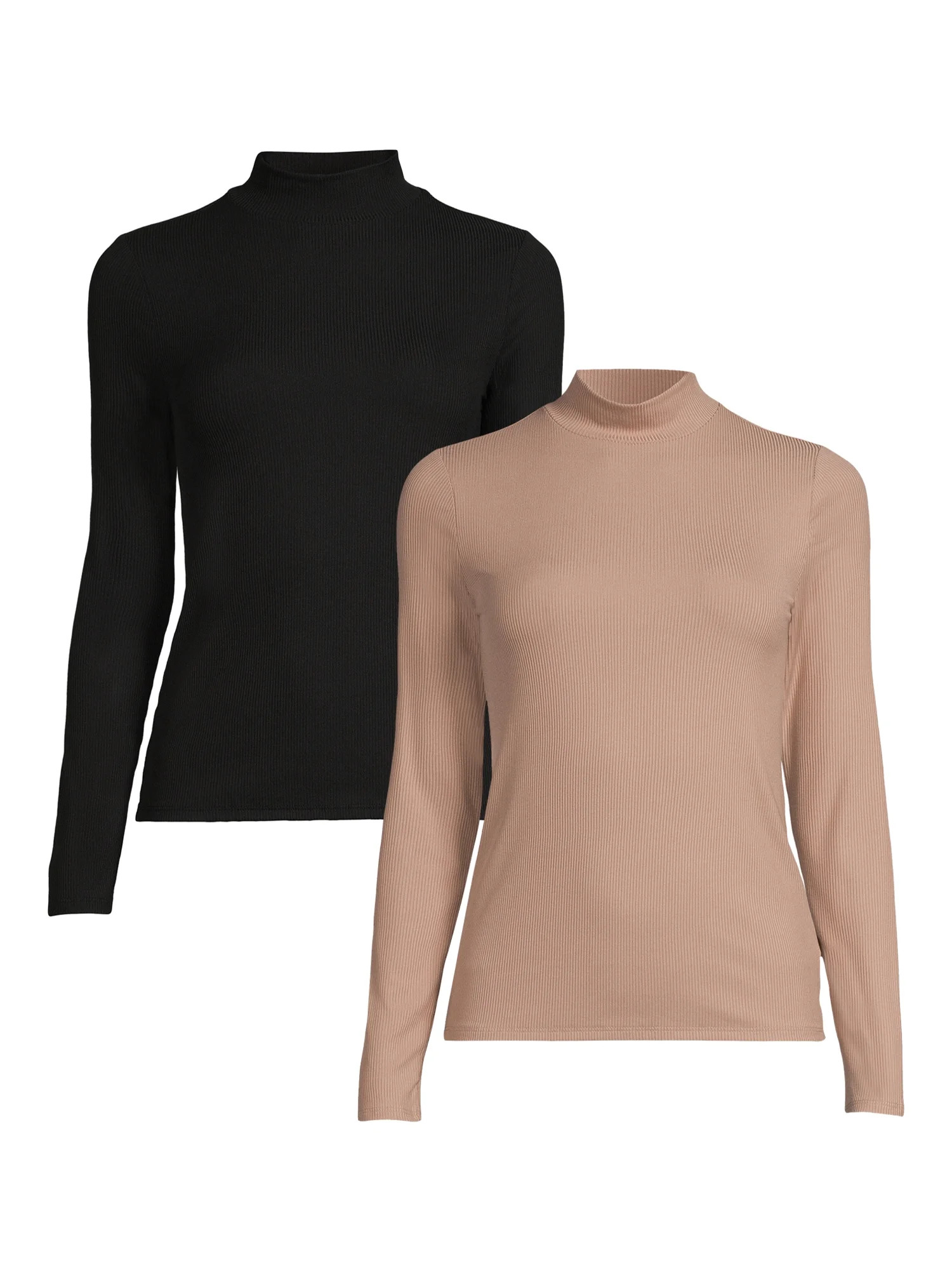 No Boundaries Juniors Mock Neck Top with Long Sleeves, 2-Pack, Sizes XS-3XL | Walmart (US)
