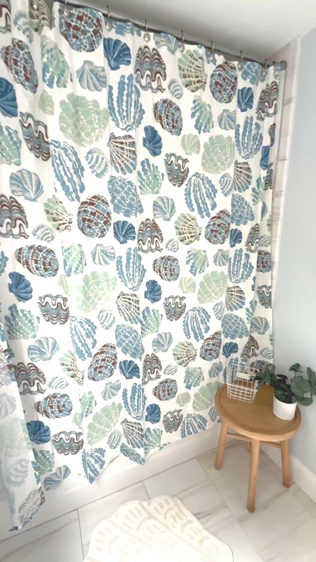 Kids surf theme bath for a little refresh with this adorable shell shower curtain!