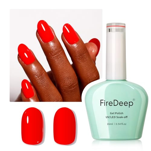 Firedeep Neon Red Gel Nail Polish, 0.54 Fl Oz Large Bottle UV/LED Soak Off Red Gel Polish for Autumn and Winter | Amazon (US)
